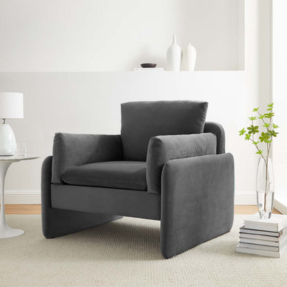 Indicate Performance Velvet Armchair, Velvet, Dark Grey Gray, 23314