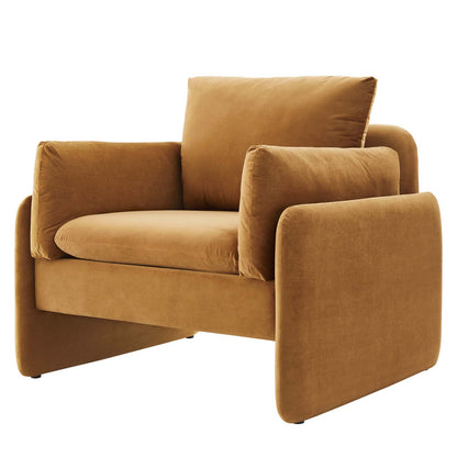 Indicate Performance Velvet Armchair, Velvet, Brown, 23315