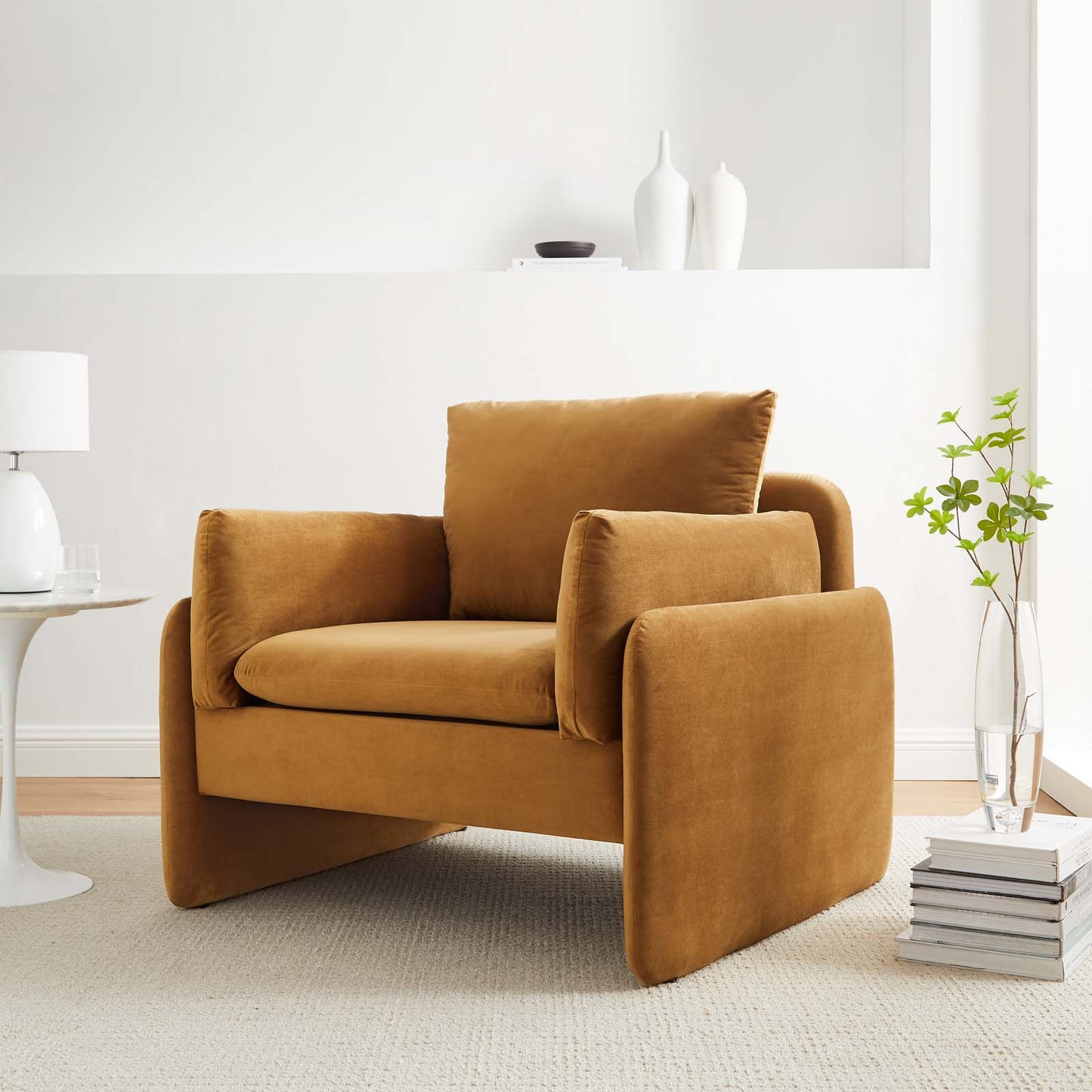Indicate Performance Velvet Armchair, Velvet, Brown, 23315