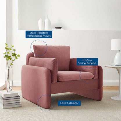 Indicate Performance Velvet Armchair, Velvet, Pink, 23316