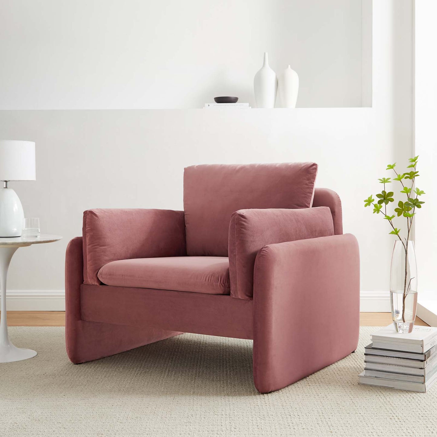 Indicate Performance Velvet Armchair, Velvet, Pink, 23316