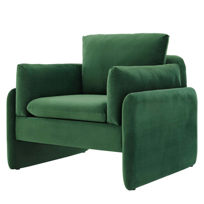Indicate Performance Velvet Armchair, Velvet, Green, 23317