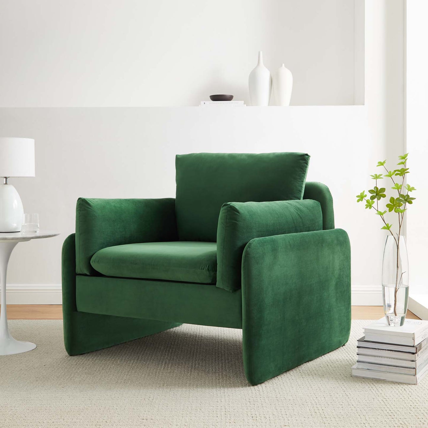 Indicate Performance Velvet Armchair, Velvet, Green, 23317