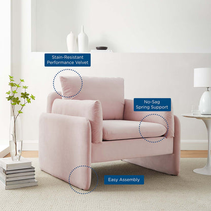 Indicate Performance Velvet Armchair, Velvet, Pink, 23320