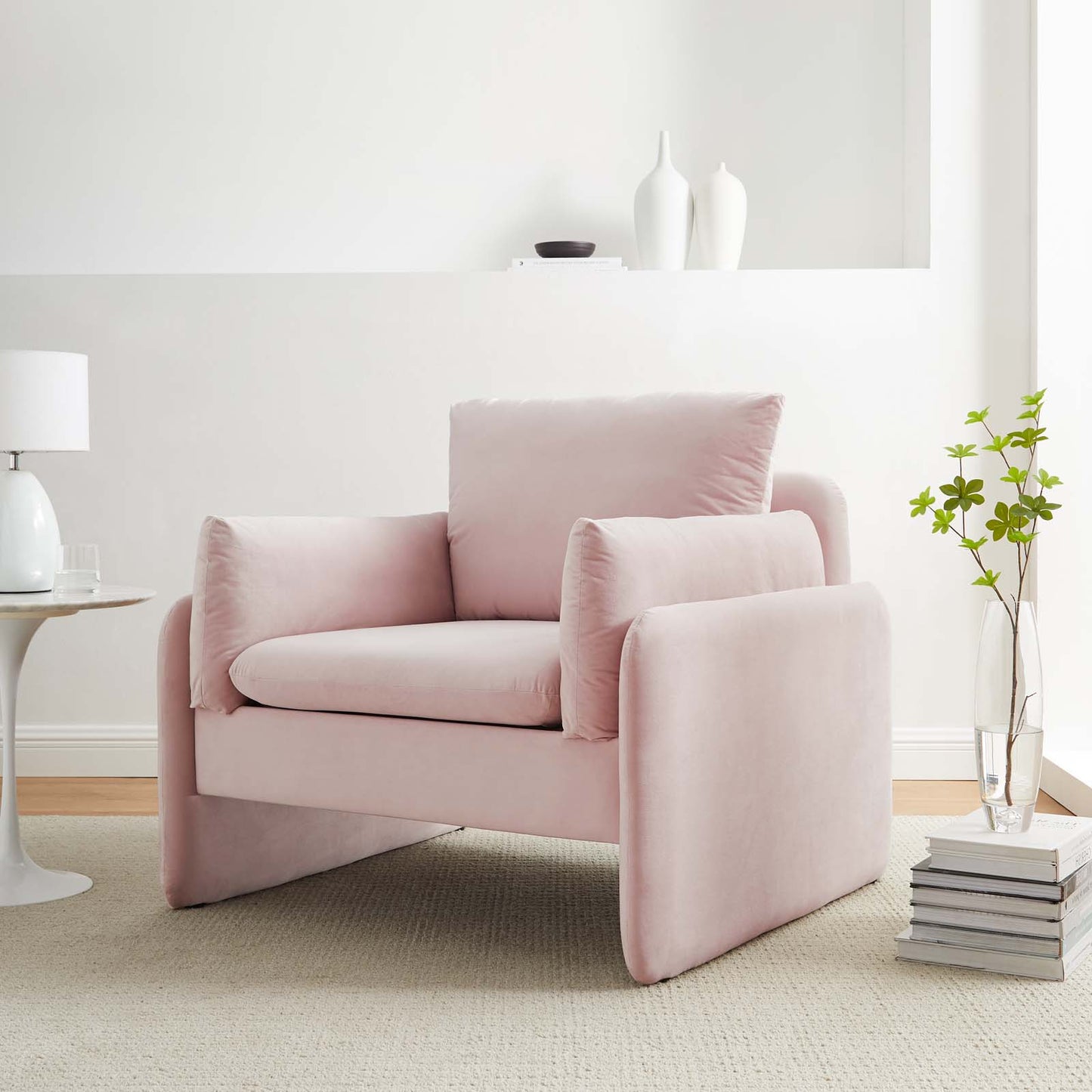 Indicate Performance Velvet Armchair, Velvet, Pink, 23320