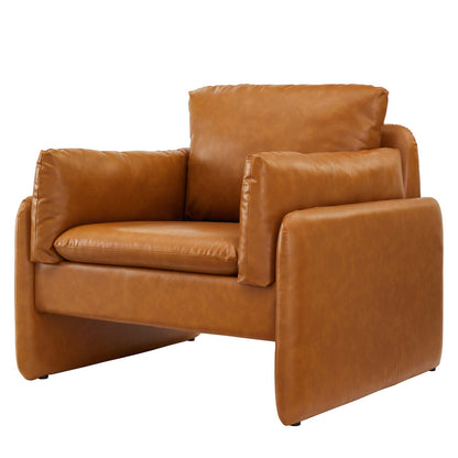 Indicate Vegan Leather Armchair, Faux Vegan Leather, Tan, 23321