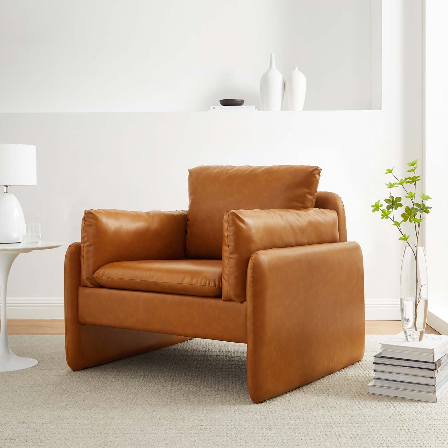 Indicate Vegan Leather Armchair, Faux Vegan Leather, Tan, 23321