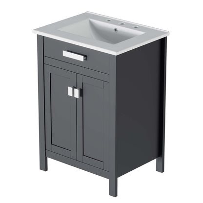 Laguna 24" Bathroom Vanity, Wood, Grey Gray White, 20909