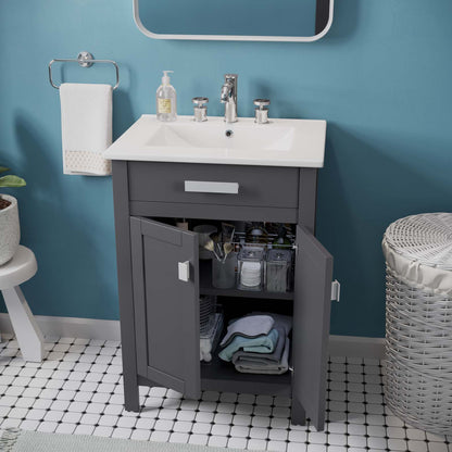 Laguna 24" Bathroom Vanity, Wood, Grey Gray White, 20909