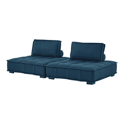 Saunter Tufted Fabric Fabric 2-Piece Loveseat, Fabric, Navy Blue, 23603