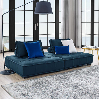 Saunter Tufted Fabric Fabric 2-Piece Loveseat, Fabric, Navy Blue, 23603