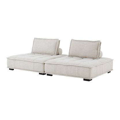 Saunter Tufted Fabric Fabric 2-Piece Loveseat, Fabric, Beige, 23604