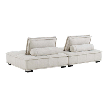 Saunter Tufted Fabric Fabric 2-Piece Loveseat, Fabric, Beige, 23604