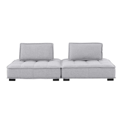 Saunter Tufted Fabric Fabric 2-Piece Loveseat, Fabric, Light Grey Gray, 23606