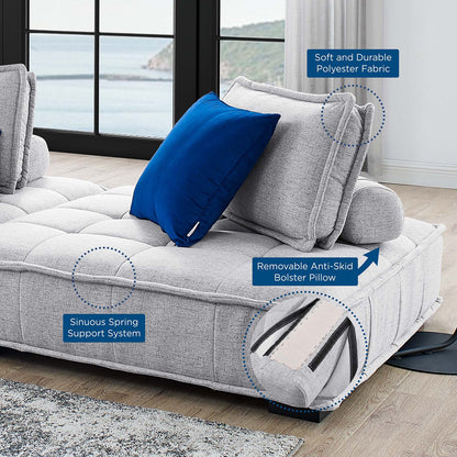 Saunter Tufted Fabric Fabric 2-Piece Loveseat, Fabric, Light Grey Gray, 23606