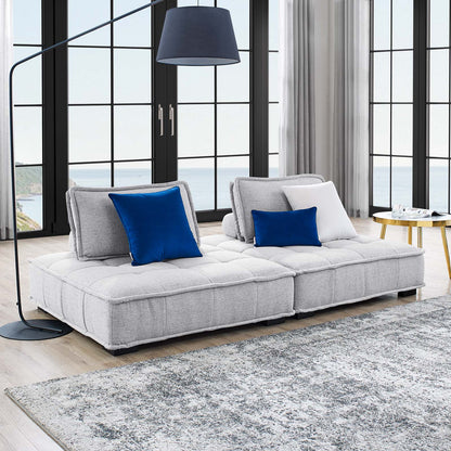 Saunter Tufted Fabric Fabric 2-Piece Loveseat, Fabric, Light Grey Gray, 23606