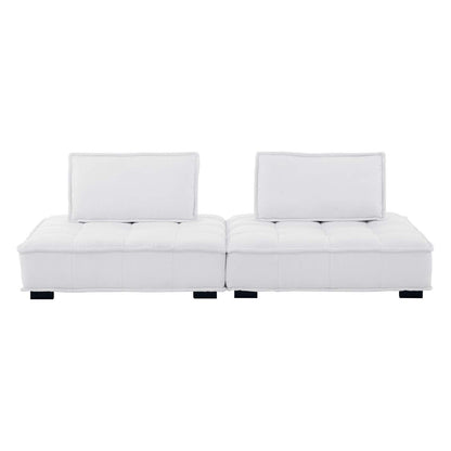 Saunter Tufted Fabric Fabric 2-Piece Loveseat, Fabric, White, 23607