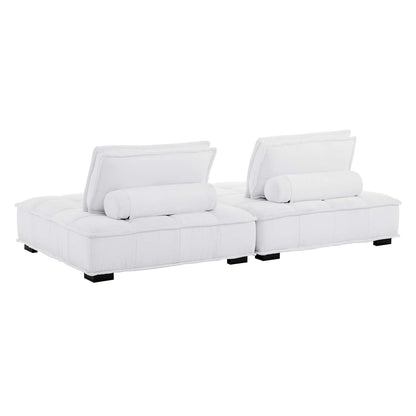 Saunter Tufted Fabric Fabric 2-Piece Loveseat, Fabric, White, 23607