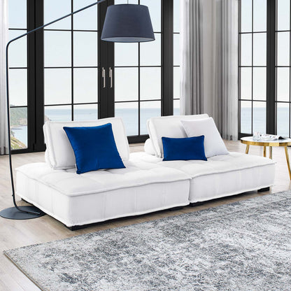 Saunter Tufted Fabric Fabric 2-Piece Loveseat, Fabric, White, 23607