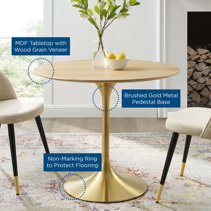 Lippa 36" Wood Dining Table, Wood, Gold Brown Natural, 20913