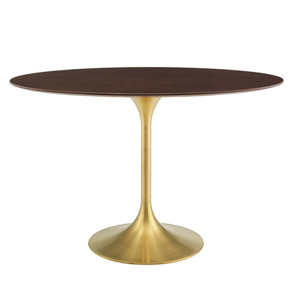 Lippa 48" Oval Wood Dining Table, Wood, Gold Dark Brown Brown Walnut, 20914