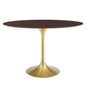 Lippa 48" Oval Wood Dining Table, Wood, Gold Dark Brown Brown Walnut, 20914