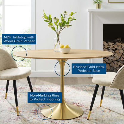 Lippa 48" Oval Wood Dining Table, Wood, Gold Brown Natural, 20915