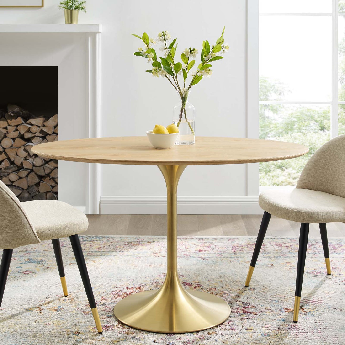 Lippa 48" Oval Wood Dining Table, Wood, Gold Brown Natural, 20915