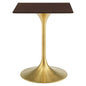 Lippa 24" Square Wood Dining Table, Wood, Gold Dark Brown Brown Walnut, 20916