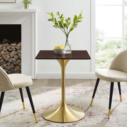 Lippa 24" Square Wood Dining Table, Wood, Gold Dark Brown Brown Walnut, 20916
