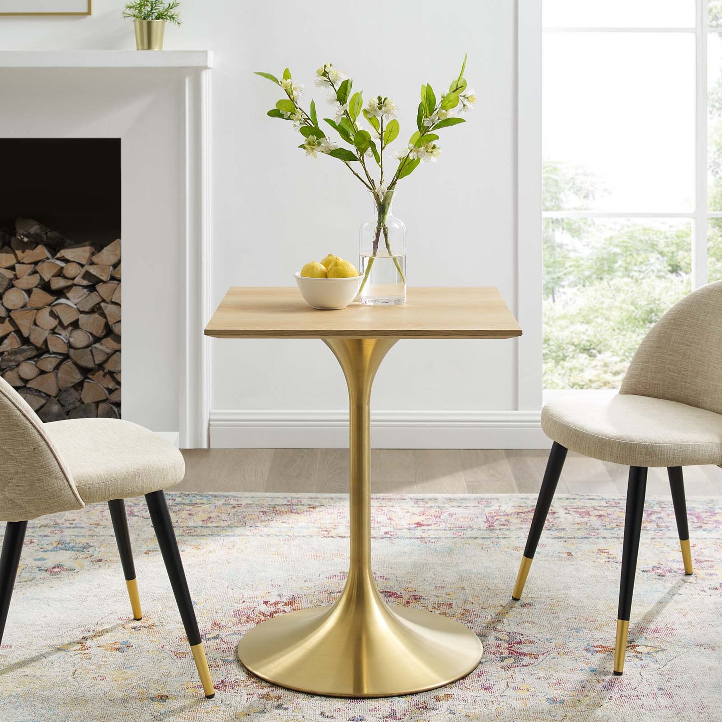 Lippa 24" Square Wood Dining Table, Wood, Gold Brown Natural, 20917