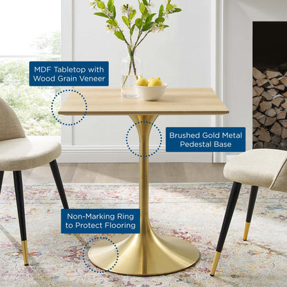 Lippa 28" Square Wood Dining Table, Wood, Gold Brown Natural, 20919