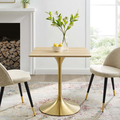 Lippa 28" Square Wood Dining Table, Wood, Gold Brown Natural, 20919
