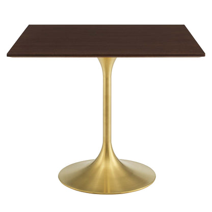 Lippa 36" Square Wood Dining Table, Wood, Gold Dark Brown Brown Walnut, 20920
