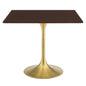 Lippa 36" Square Wood Dining Table, Wood, Gold Dark Brown Brown Walnut, 20920
