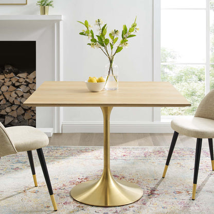 Lippa 36" Square Wood Dining Table, Wood, Gold Brown Natural, 20921