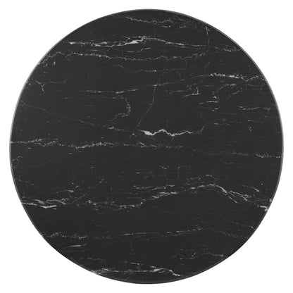 Lippa 28" Artificial Marble Dining Table, Artificial Marble, Metal Steel, Gold Black, 20922