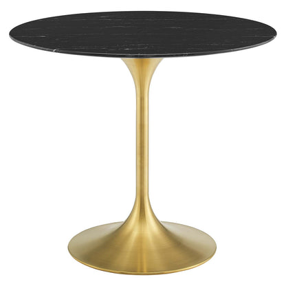 Lippa 36" Artificial Marble Dining Table, Artificial Marble, Metal Steel, Gold Black, 20923