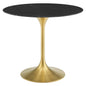 Lippa 36" Artificial Marble Dining Table, Artificial Marble, Metal Steel, Gold Black, 20923