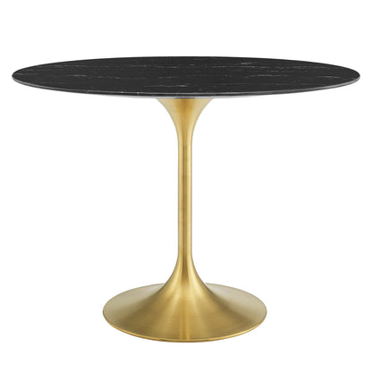 Lippa 42" Oval Artificial Marble Dining Table, Artificial Marble, Metal Steel, Gold Black, 20924