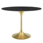 Lippa 42" Oval Artificial Marble Dining Table, Artificial Marble, Metal Steel, Gold Black, 20924