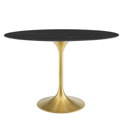 Lippa 48" Oval Artificial Marble Dining Table, Artificial Marble, Metal Steel, Gold Black, 20925