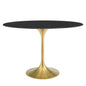 Lippa 48" Oval Artificial Marble Dining Table, Artificial Marble, Metal Steel, Gold Black, 20925
