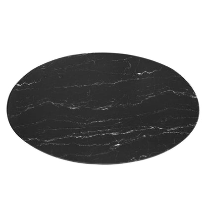Lippa 48" Oval Artificial Marble Dining Table, Artificial Marble, Metal Steel, Gold Black, 20925