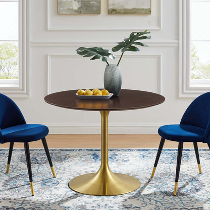 Lippa 40" Wood Dining Table, Wood, Gold Dark Brown Brown Walnut, 20926