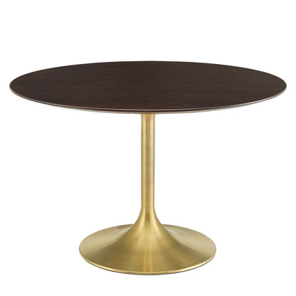 Lippa 47" Wood Dining Table, Wood, Gold Dark Brown Brown Walnut, 20928
