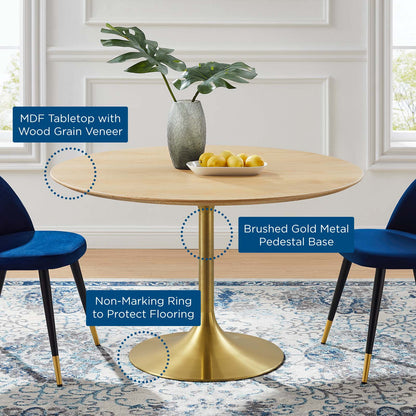 Lippa 47" Wood Dining Table, Wood, Gold Brown Natural, 20929