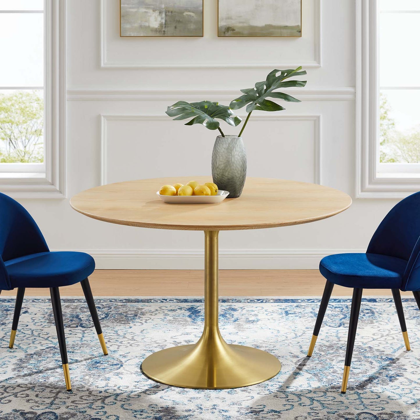 Lippa 47" Wood Dining Table, Wood, Gold Brown Natural, 20929