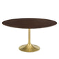 Lippa 60" Wood Dining Table, Wood, Gold Dark Brown Brown Walnut, 20930