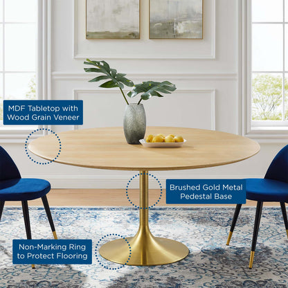 Lippa 60" Wood Dining Table, Wood, Gold Brown Natural, 20931